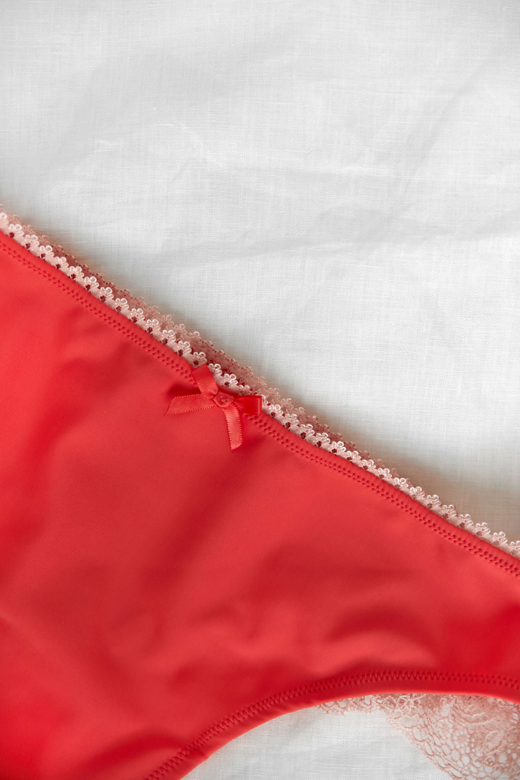 tucking thong w medium compression, red with contrast lace detail - for cross-dressers, lgbt, sissy lingerie for men