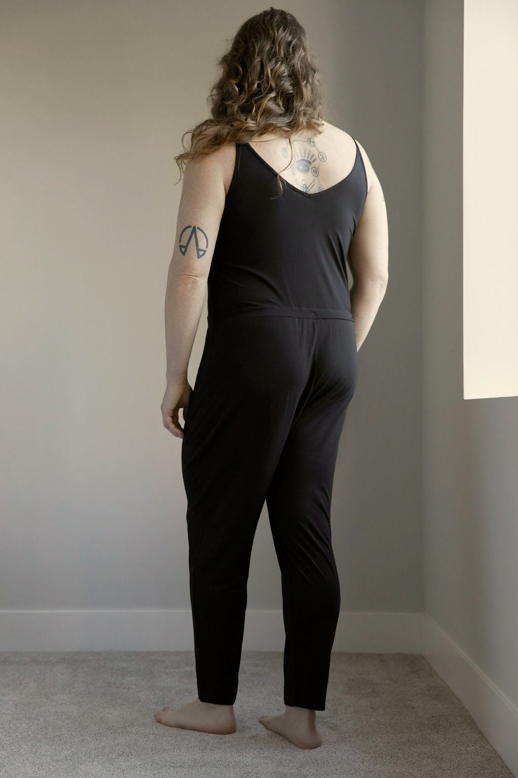 modal blend drop crotch tapered leg jumper jumpsuit lace pj pajama non-binary lgbt unisex lightweight soft drawstring