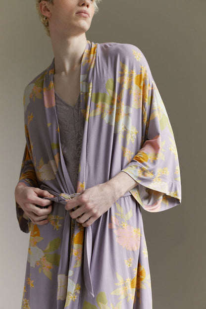soft kimono style robe custom print bamboo blend comfortable pockets loungewear non-binary lgbt sexy gender inclusive