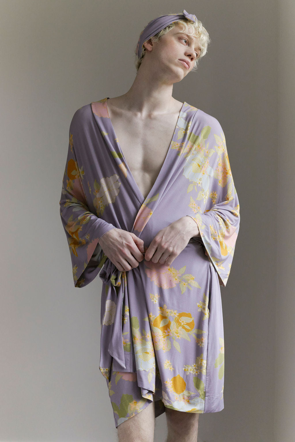 soft kimono style robe custom print bamboo blend comfortable pockets loungewear non-binary lgbt sexy gender inclusive